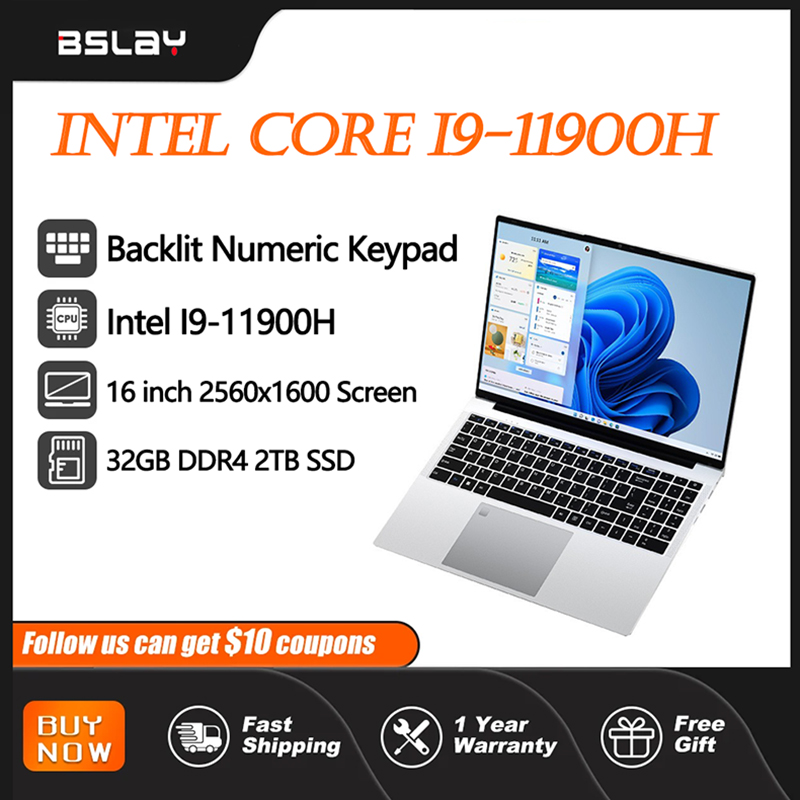 16 inch gaming laptop Intel Core I9-11900H 32 GB RAM 2TB SSD fingerprint unlock 8-core 16 thread Wifi6 high-definition camera