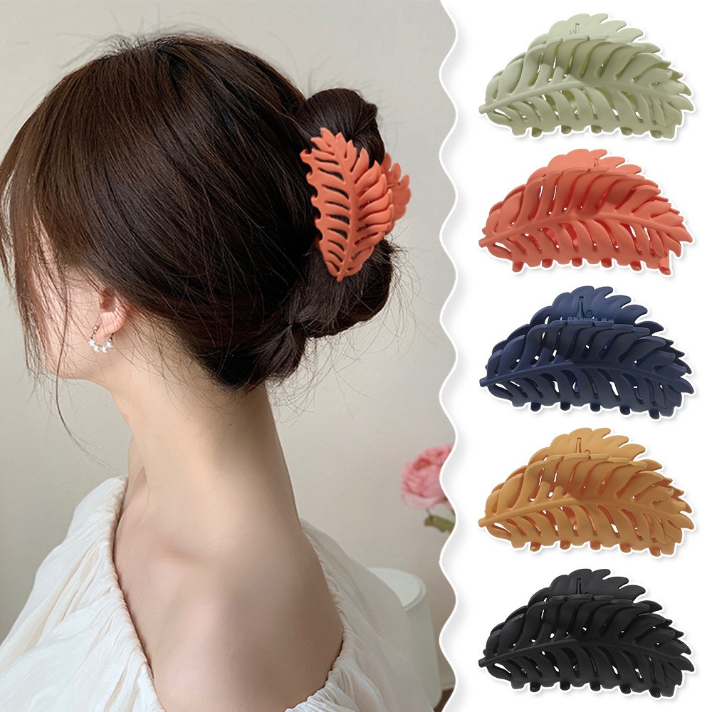 Barrettes en forme d'épingle à cheveux pour femmes, nouvelle mode, grandes feuilles givrées, ajouré, Boutique, Simple, rayé, accessoires pour filles, couvre-chef