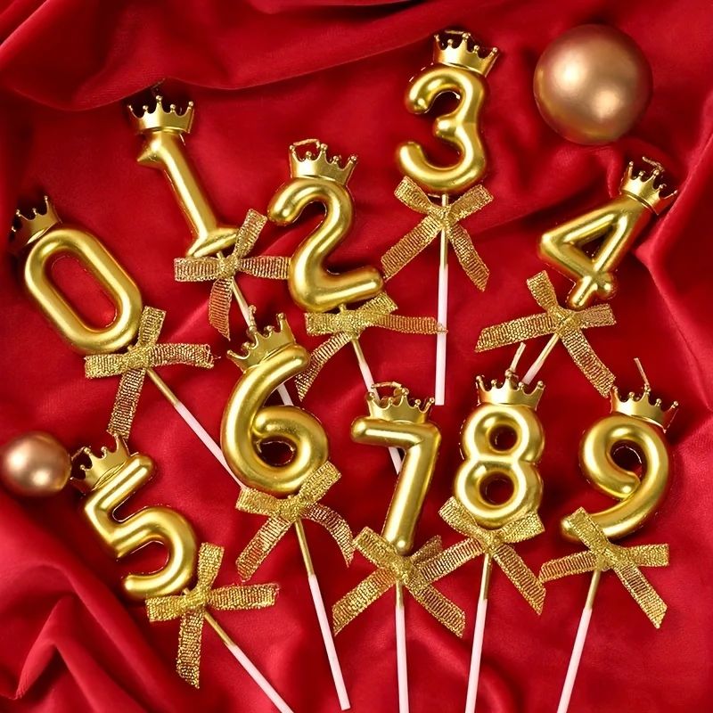 Mahkota emas ikatan simpul lilin Digital dekorasi kue ulang tahun Hari Valentine dekorasi lilin pesta