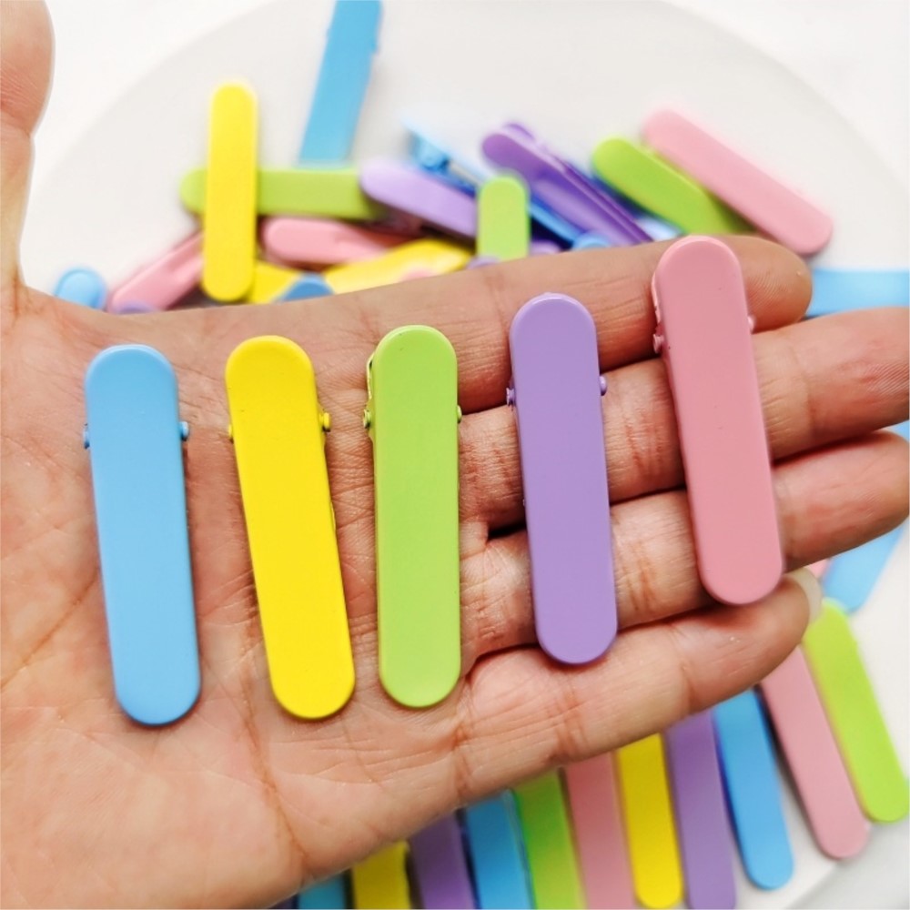 Colorido Ellipse Hairpins para Meninas, Hairclip De Metal, Base De Configuração Para Crianças DIY, Grampo De Cabelo, Jóias Fazendo, Acessórios De Cabelo, 5cm, 10 Pcs, 20Pcs