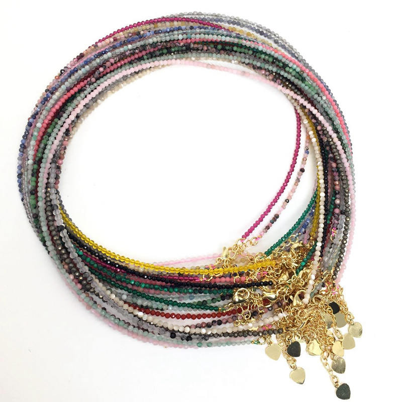 Collier et Bracelet de Perles Facettées 2-3mm en Cristal, Quartz, Agate, Labradorite, Amazonite – Bijoux pour Homme et Femme, Idéal pour Fête et Cadeau