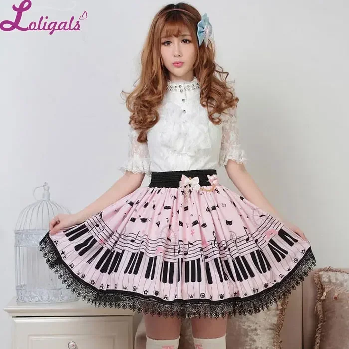 Sweet Lolita Váy Ngắn Dễ Thương Piano Key và Melody In Summer Váy cho Phụ Nữ