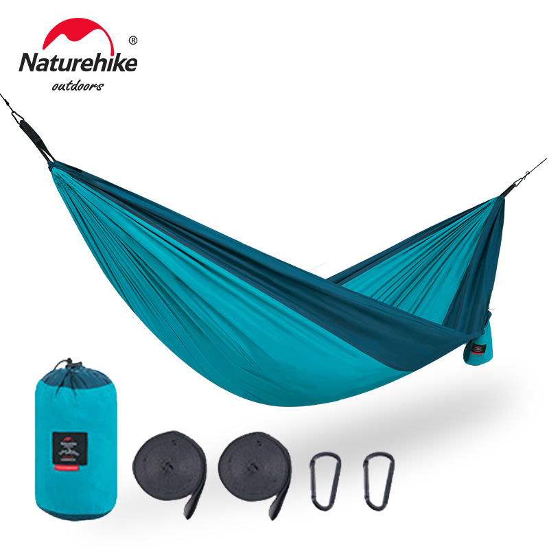 Naturehike Hammock Ultralight เปลญวน 2 คนความต้านทานการฉีกขาดแขวนเตียงแบบพกพาเปลญวนล่าสัตว์ Sleeping Swing Hammock