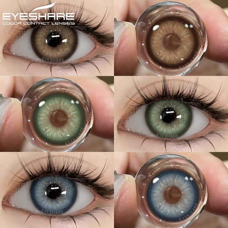 EYESHARE カラーコンタクトレンズ ナチュラルアイレンズ ブルーアイコンタクト ブラウンレンズ グレー瞳孔 年間化粧品 グリーンコンタクト 1ペア