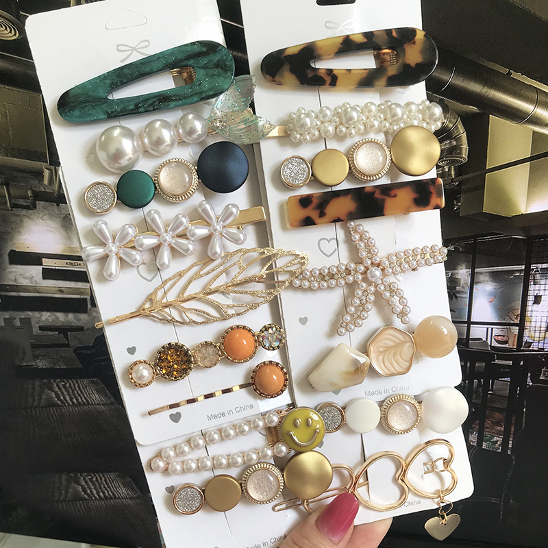Nieuwe Mode 3/4 Stuks Set Parel Haar Clip Voor Vrouwen Koreaanse Haarspeld Geometrische Kristal Haar Haarspeldjes Meisje Haaraccessoires hairgrip