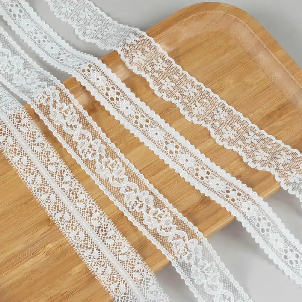 5 Meters Lace Ribbon White Fabric for Gift wrapping Christmas Wedding Decor DIY Crafts Elastic free lace Sewing accessories