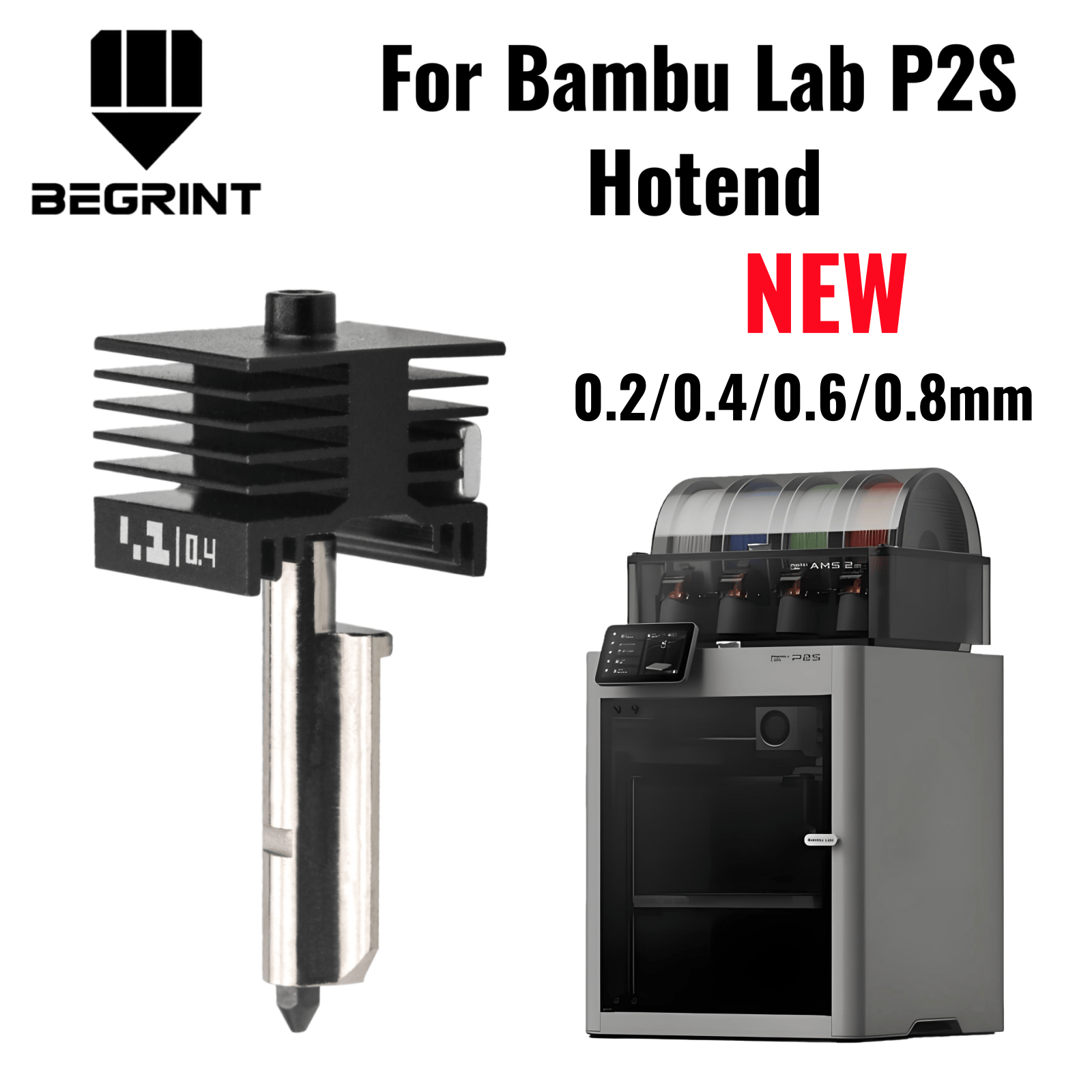 Модернизированный хотэнд для Bambu Lab P2S X2D, сопло из закаленной стали 0.2/0.4/0.6/0.8 мм, замена печатающей головки для 3D-принтера Bambu Lab P2S