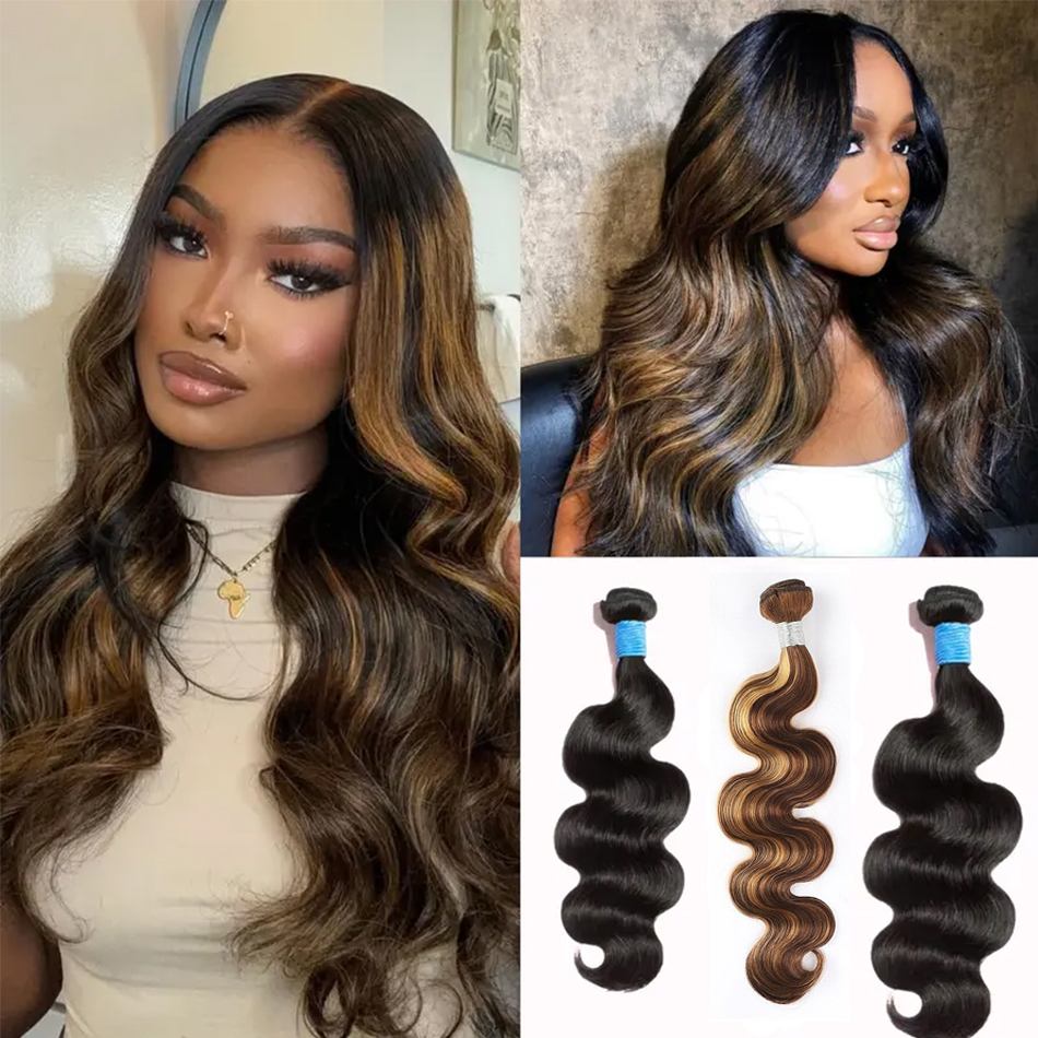 Натуральные черные волосы Body Wave 30, 40, 50 дюймов, пучки с мелированием Ombre, 100% натуральные необработанные волосы, блонд, коричневые, цветные, натуральные волосы для наращивания, для женщин