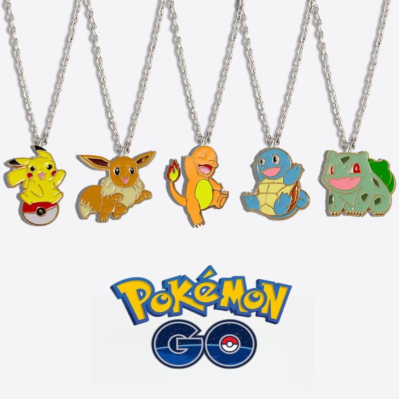 Collar de Anime Pokémon Pikachu para niños, juguetes colgantes, cadena Kawaii, regalos de cumpleaños, Figrues, Pikachu, Bulbasaur