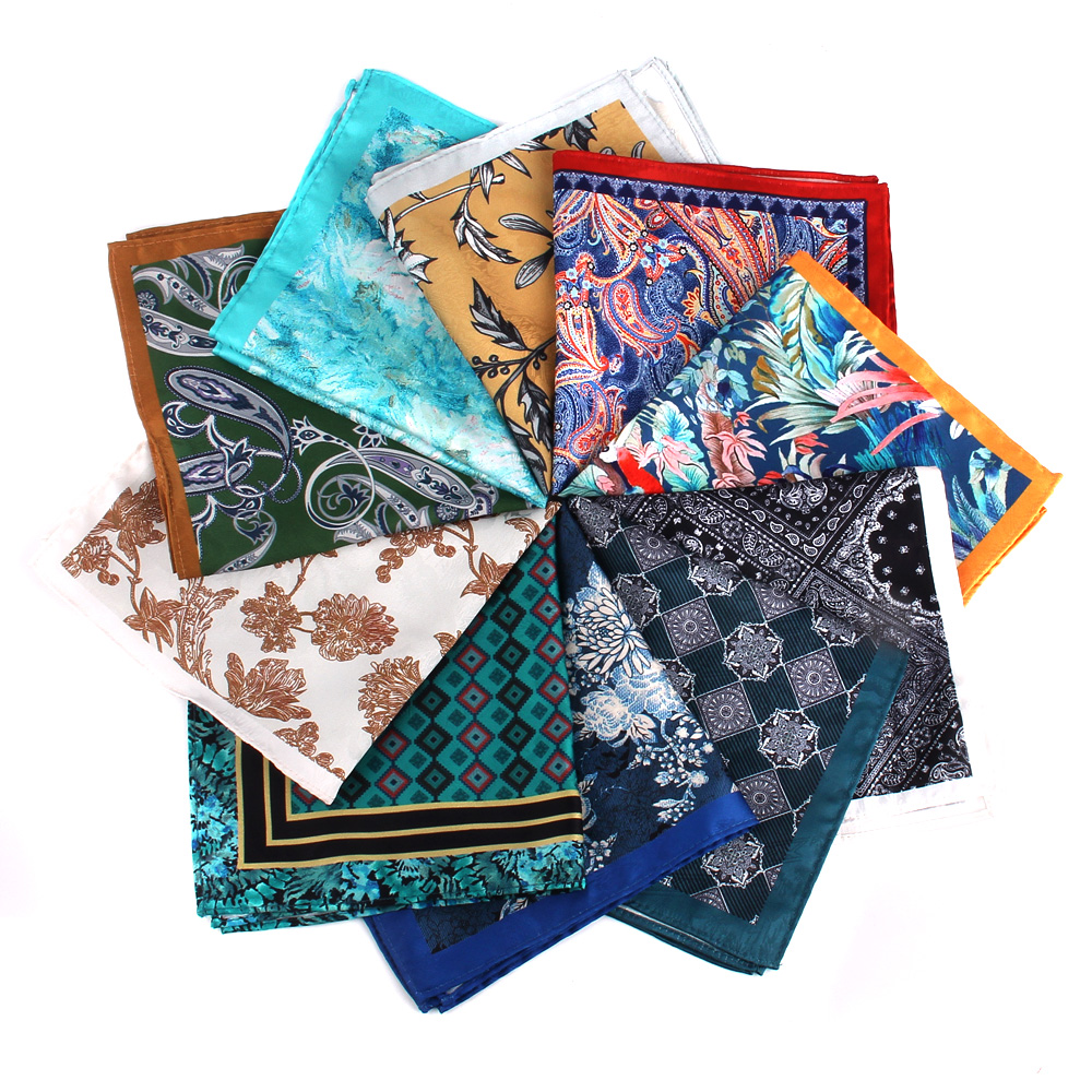Nova impressão bolso quadrado para homens mulheres lenço de impressão floral lenços masculinos ternos macios lenço quadrado toalhas cachecóis