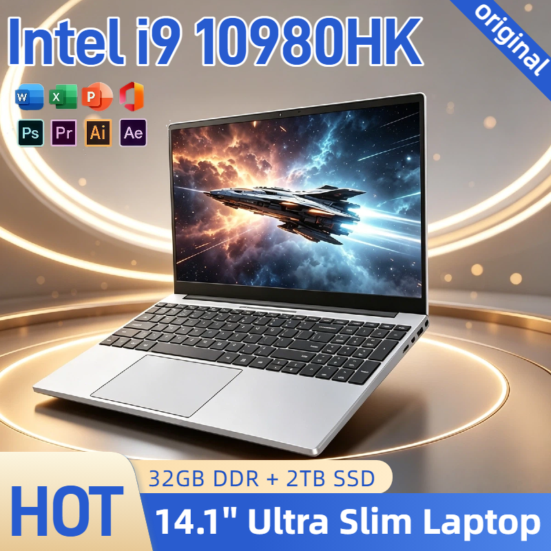 Intel Core i9 10980HK 14.1 Pro Laptop 8C16T 2.4 5.3GHz 16MB 45W 32GB RAM 2TB M.2 SSD Gaming Notebook Office Fast New Plus