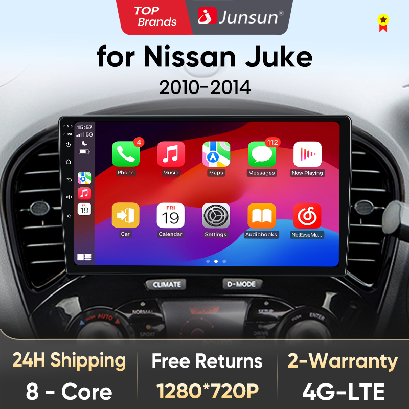 Junsun AI Radio de coche de voz para Nissan Juke YF15 2010-2014 Carplay inalámbrico Android Auto 4G LTE sistemas inteligentes de coche GPS Navi