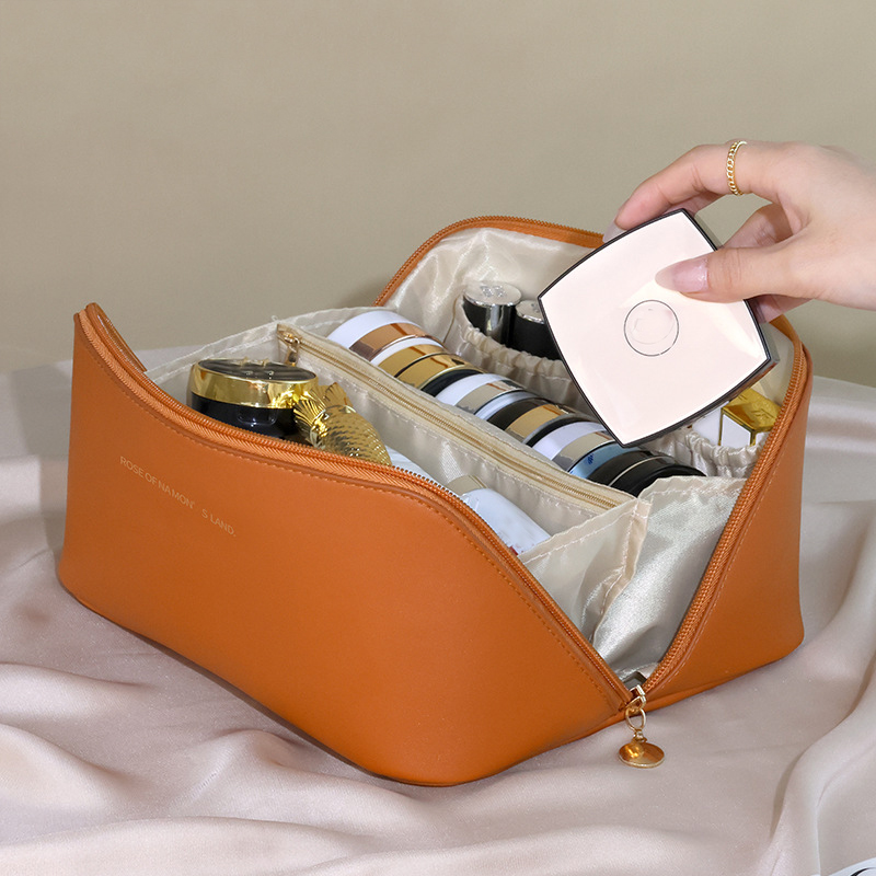 Organizer per trucco Borsa per kit da toilette femminile Custodia per trucco Custodia in PU Lady Box, Borsa per cosmetici, Borsa per organizer per cerniera da viaggio ﻿