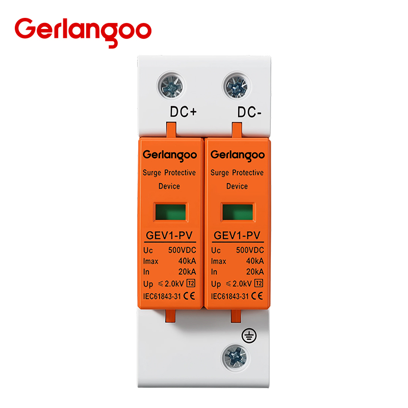 Gerlangoo SPD 2P DC 500V 600V 800V 1000V 10KA~20KA 20KA~40KA Überspannungsschutzgerät Niederspannungs-Ableitergerät
