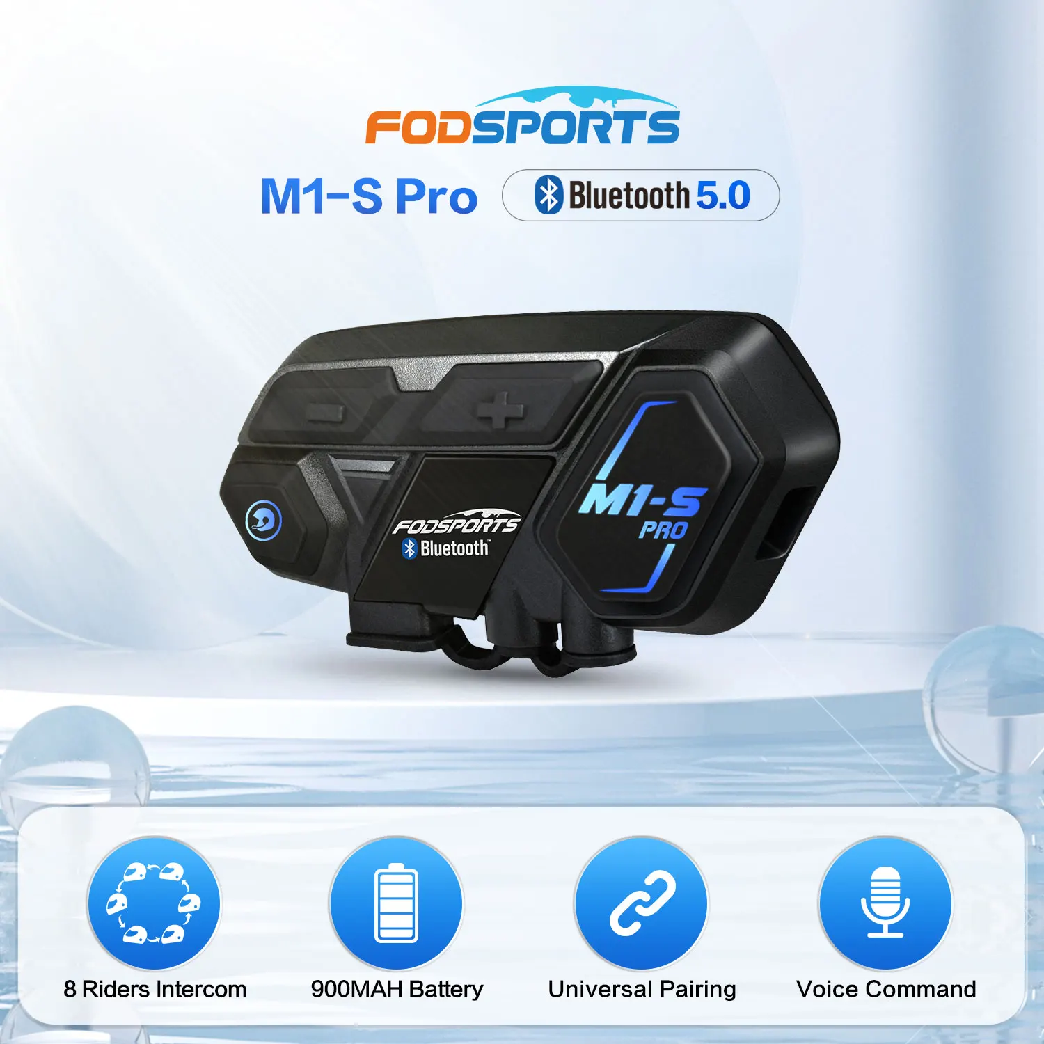 Fodsports M1-S Pro Interkom motocyklowy Kask Zestaw słuchawkowy Bluetooth Moto BT Interphone 8 zawodników 2000M