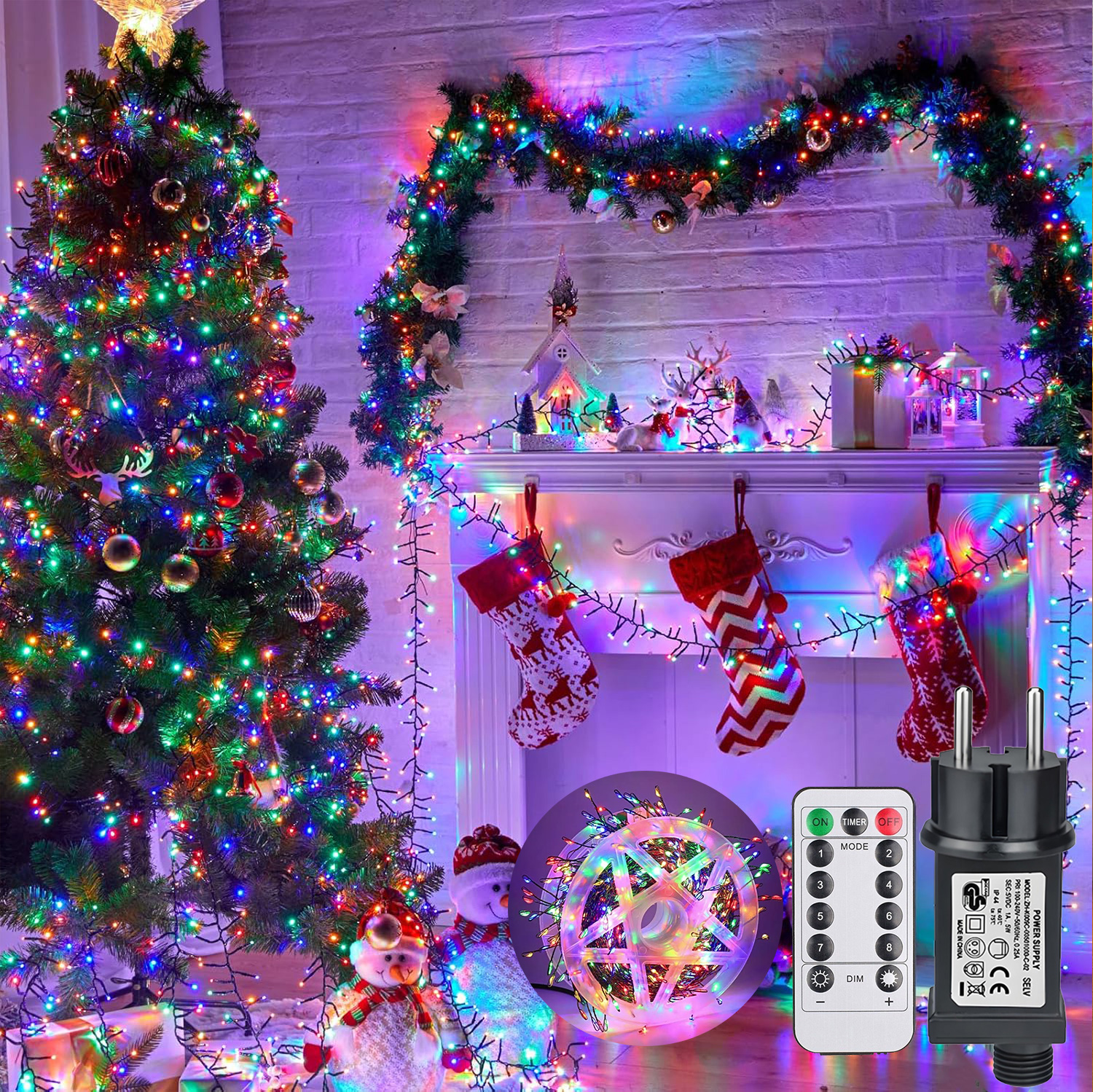 30–75 m LED-Feuerwerkskörper-Lichterkette, EU/US-DC-Girlande, Lichterkette, Urlaubs-Lichterkette für Hochzeit, Party, Weihnachtsdekoration