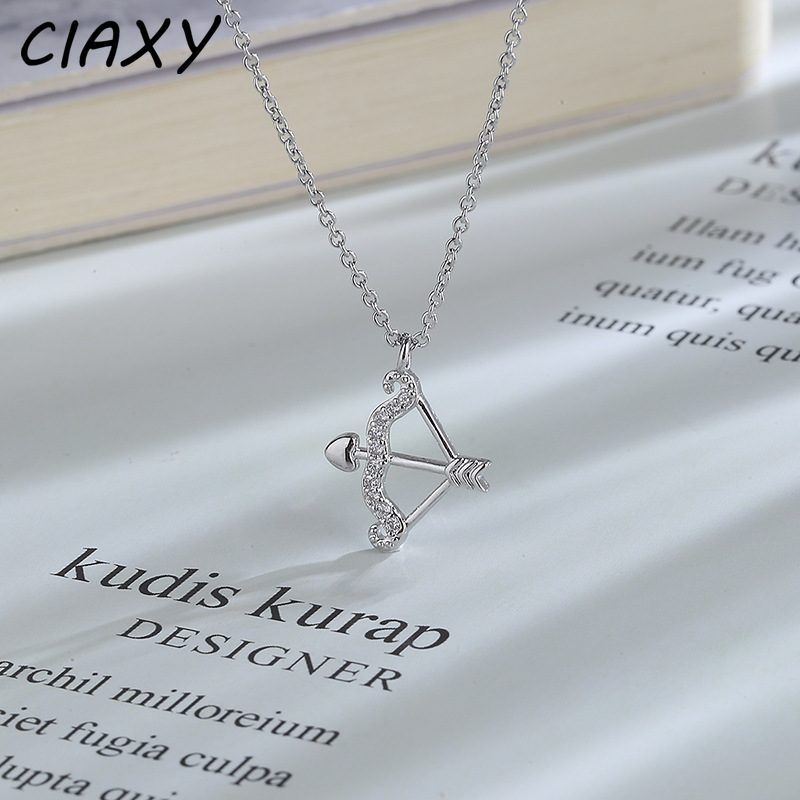 Ciaxy Zilver Kleur Eros Pijl En Boog Zirkoon Kettingen Voor Vrouwen Cupido Liefde Arrow Hanger Sleutelbeen Ketting Partij Sieraden