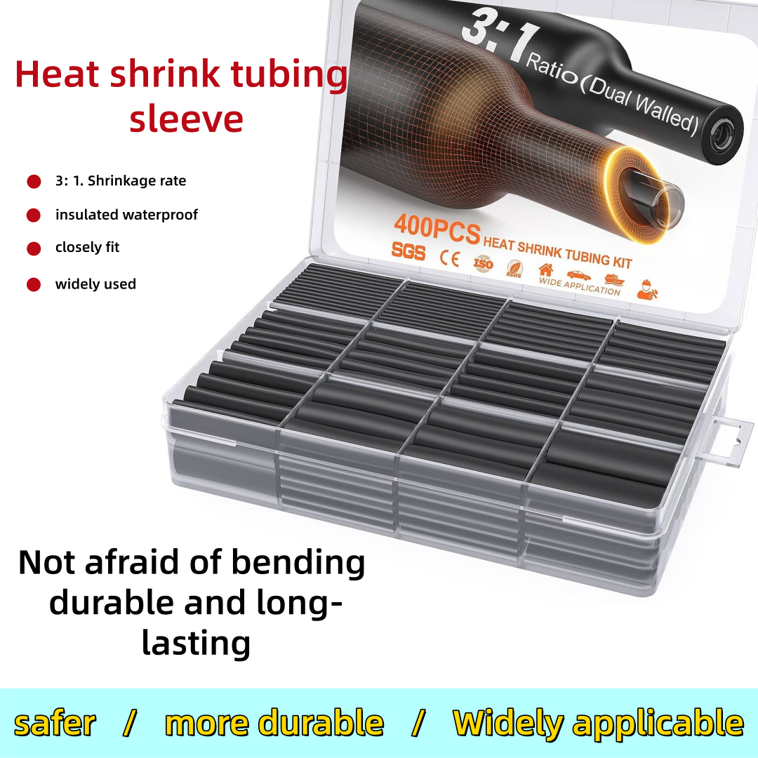 Kit universal de 400 piezas de tubos termocontraíbles -3:1 con adhesivo, película termocontraíble de grado marino para uso doméstico, tubo aislante