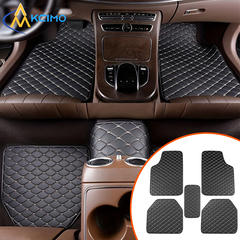Universal 5 ชิ้น/เซ็ตรถเสื่อชั้น PU หนังกันน้ํากันฝุ่น Auto Foot Pad Protector Pads แฟชั่นอุปกรณ์ตกแต่งภายในรถยนต์