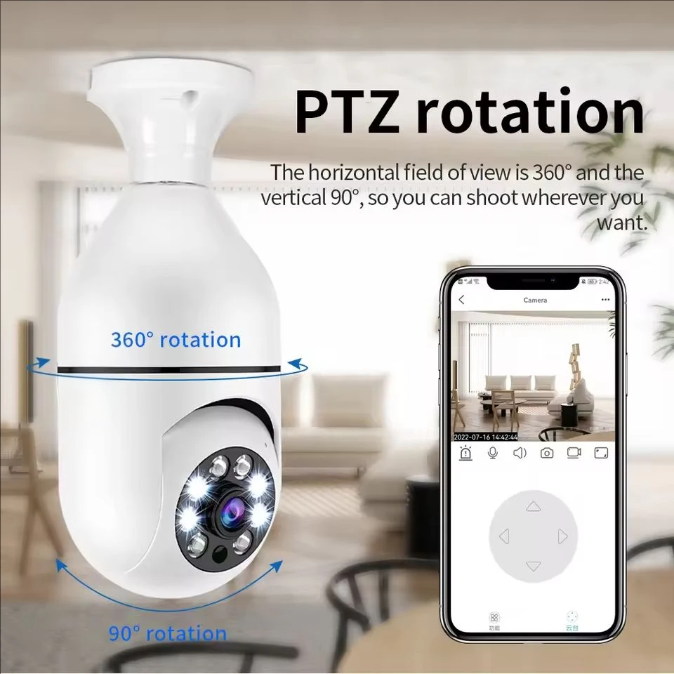 Cámara IP WiFi 4G, Cámara Bombilla E27, Monitor Inalámbrico para Bebés de 2MP con Seguimiento por IA, Videovigilancia de Seguridad, Cámara para Mascotas