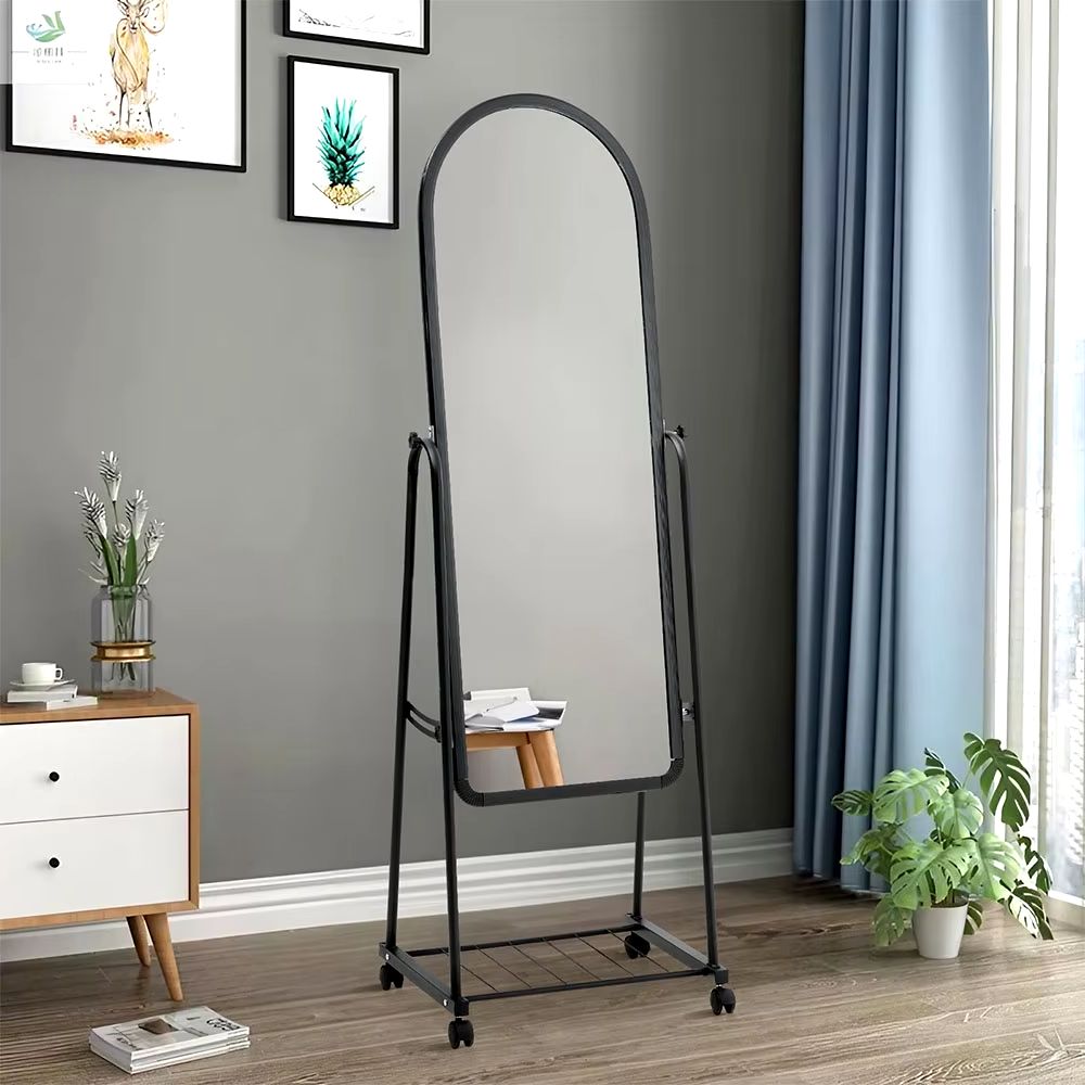 Espejo rodante de longitud completa negro con soporte