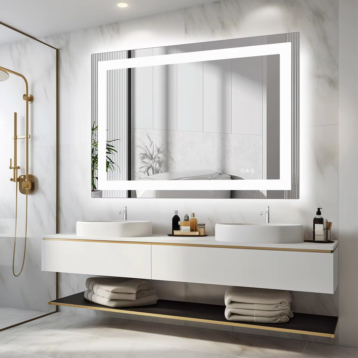 JHK 36"x 24"LED Bathroom Vanity Mirror for Wall Memory Function Tempered Glass with Front Light and Backlit For Living Room