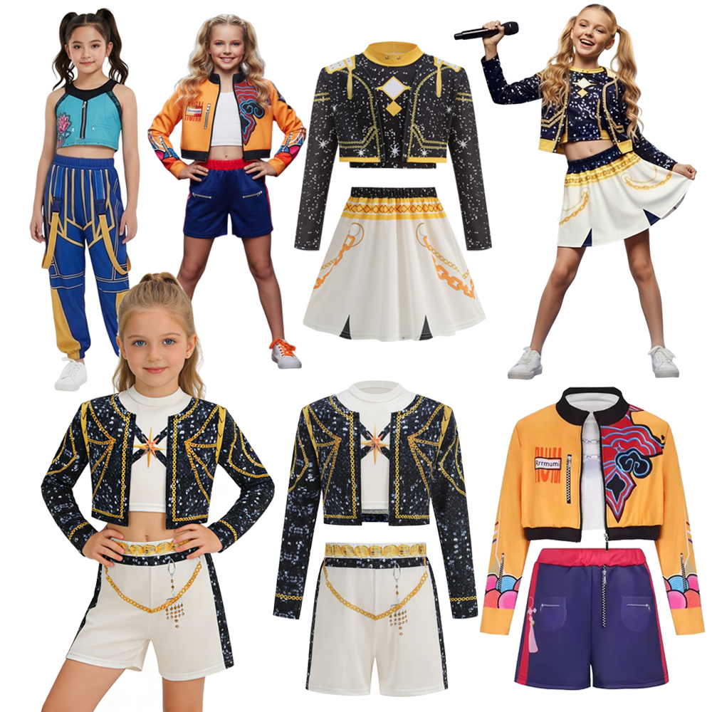 Fantasia Infantil Feminina 2026: Vestido de Performance de Cantora Pop para Primavera/Verão, Traje de Palco e Festa para Crianças