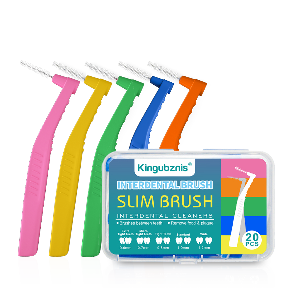 Kingubznis 20 pièces brosse interdentaire pour l'orthodontie dentaire propre entre les outils de nettoyage des dents Mini brosse douce avec couvercle anti-poussière