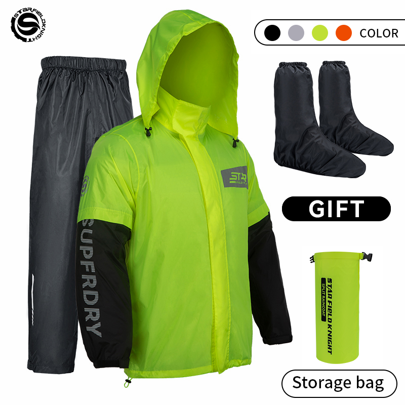 Star Field Knight Motorcycle Riding Raincoat Set Raincoat Rainpants Split Men And Women's Thin Reflective Waterproof Clothing