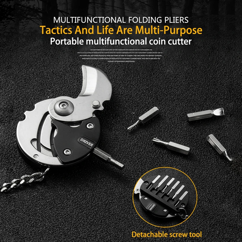 Llavero destornillador multifuncional, moneda hexagonal, herramienta EDC para exteriores, cuchillo plegable hexagonal para monedas, Mini cuchillo plegable de bolsillo para orinar