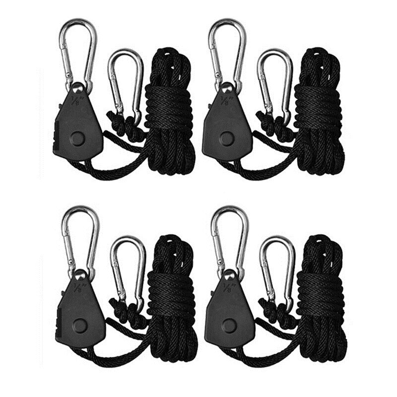 Cuerda de viento ajustable para toldo de 4 piezas, cordón colgante de 8 pulgadas para ventilador de tienda, lámpara de cultivo de plantas, polea, gancho de polea de elevación