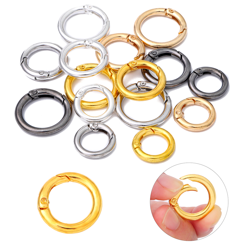 Fermoirs à Ressort Rond en Métal, Mousqueton Rond Ouvrable, Connecteur pour Bijoux, Crochet pour Sac et Chaîne de Chien, DIY, Lot de 5 Pièces