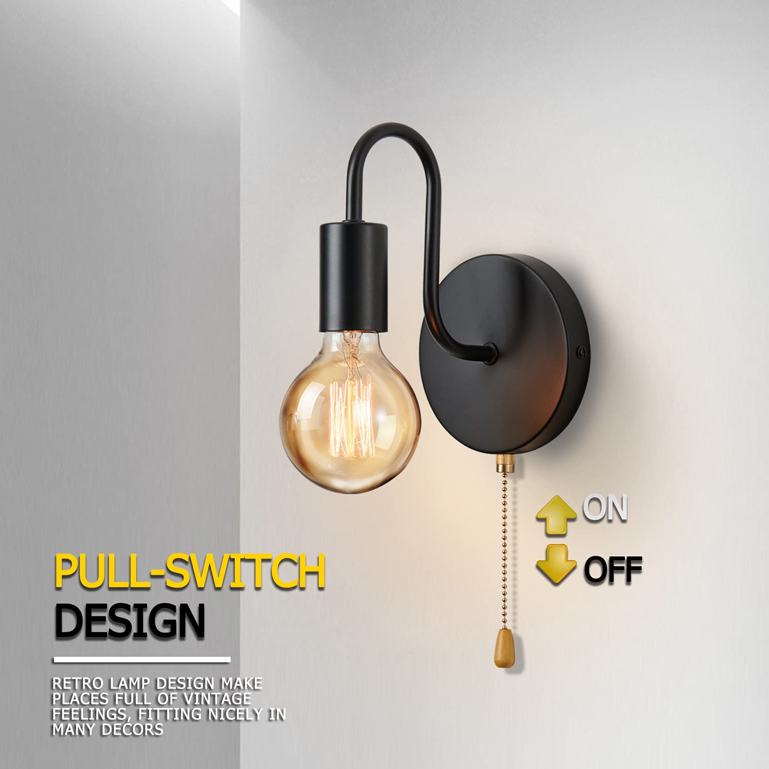 Nordic industrial lâmpada de parede ferro preto e27 iluminação interior cabeceira banheiro quarto lâmpada arandela luminária parede decoração