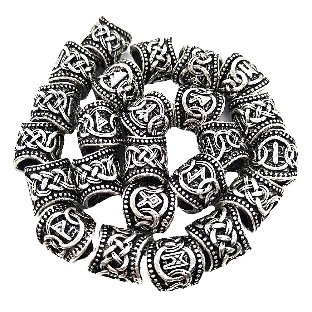 24Pcs ไวกิ้ง Rune Beard ลูกปัดไวกิ้งผม Rune ลูกปัดสำหรับเครื่องประดับขาย