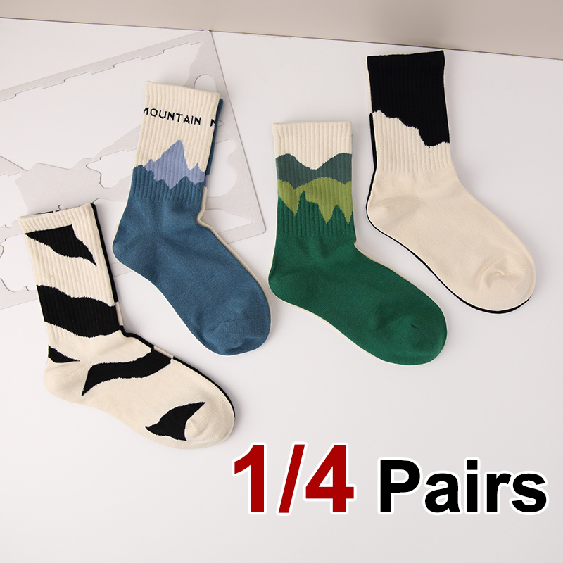 1/4 paires conception asymétrique hommes femmes mi Tube chaussettes absorbant la sueur respirant doux confortable Couples sport loisirs chaussettes