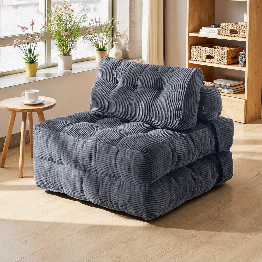 Klappbares Schlafsofa, Verwandelbarer Schlafsessel mit Kissen, Faltbare Matratze, Tragbarer Ausklappbarer Sessel, Bequemes Bodensofa