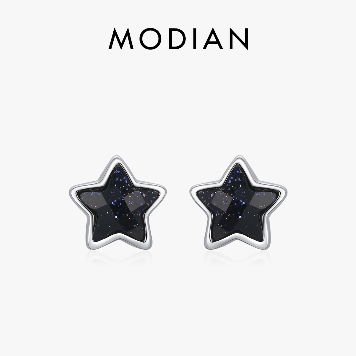 MODIAN 2023 Penjualan Terlaris 925 Perak Murni Aventurin Alami Bintang Anting Stud untuk Wanita Pesta Ulang Tahun Mode Perhiasan Bagus