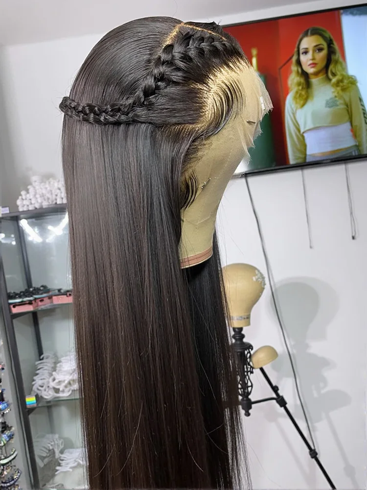 Parrucche lisce pre-strapazzate con frontale in pizzo, capelli umani 13x4 13x6 HD, trasparenti, per donna, colore naturale