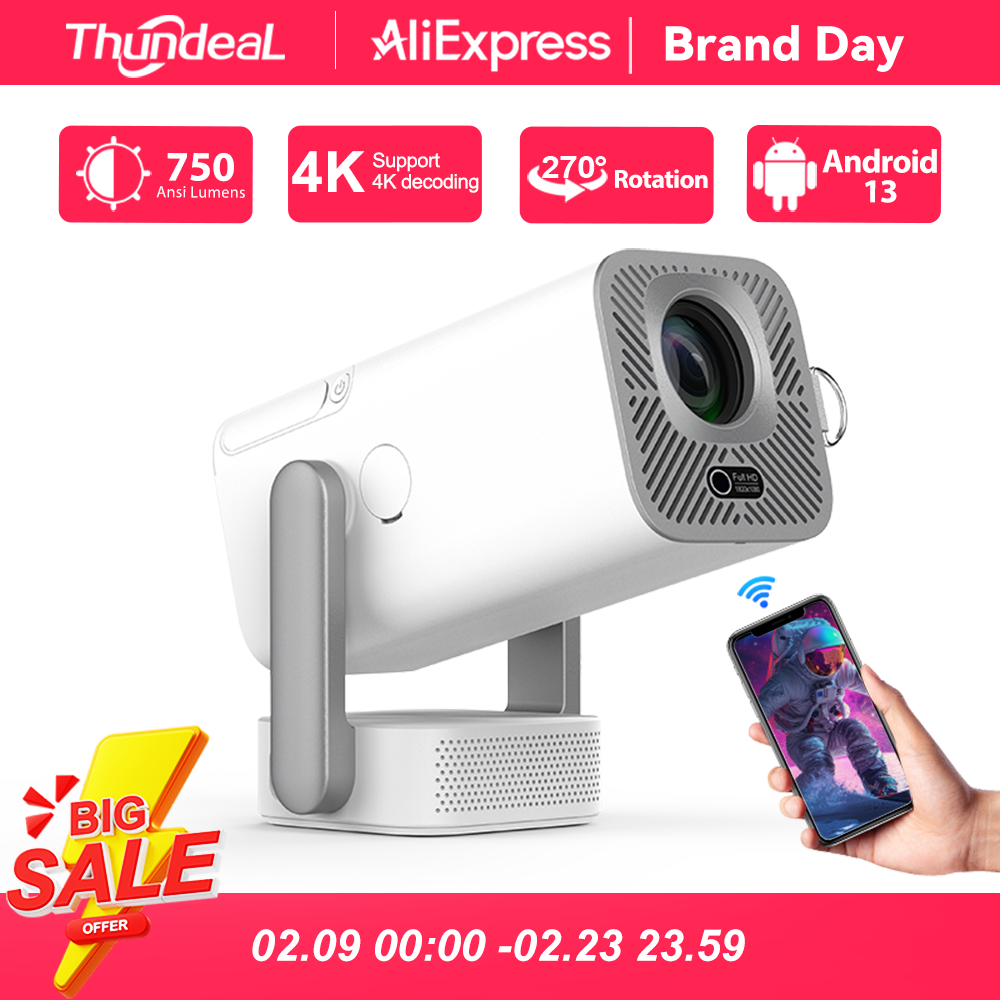 โปรเจคเตอร์ ThundeaL Full HD รุ่น TD80 Pro 1080P 2K 4K TD80Pro TD80W อัปเกรด WIFI Android มินิโปรเจคเตอร์ ฉายภาพ 3 มิติ LED วิดีโอ โฮมเธียเตอร์
