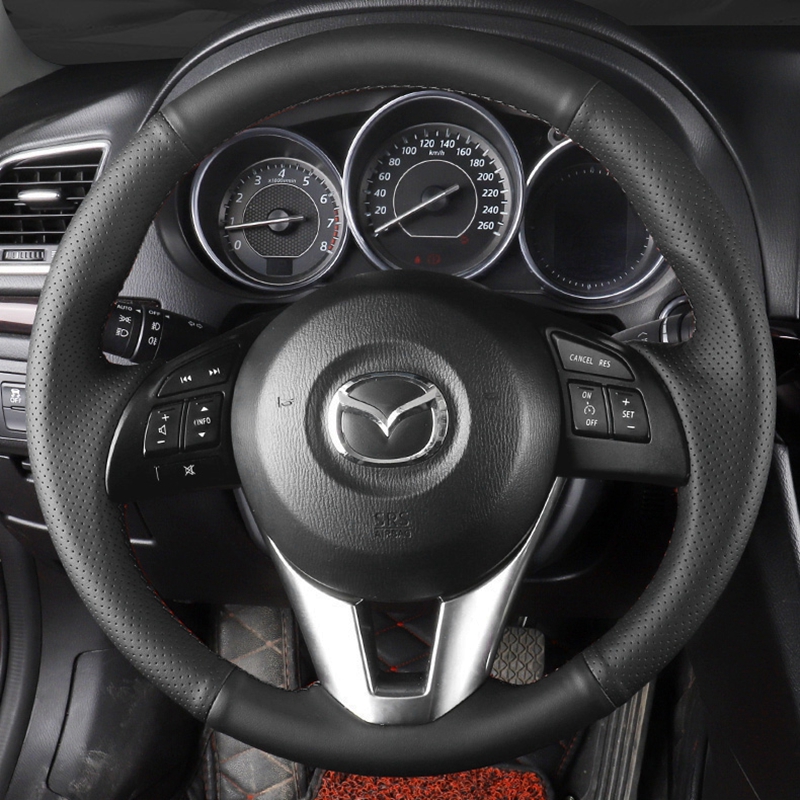 Benutzerdefinierte Auto-Lenkrad-Geflecht-Abdeckung aus echtem Leder, passend für Mazda 3 Axela Mazda 6 Atenza Mazda 2 CX-3 CX3 CX-5 CX5 Scion