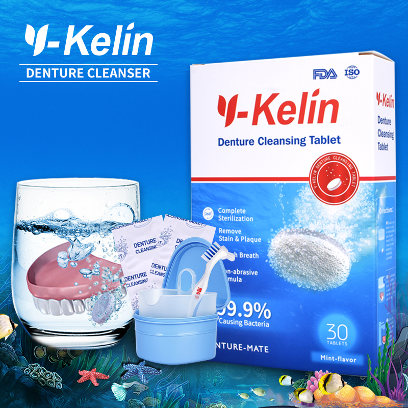 Y-Kelin Prothese Reinigingstablet 30/60/90 Tabs Cleanser Pillen Verwijderen Plaque Antibacteriën