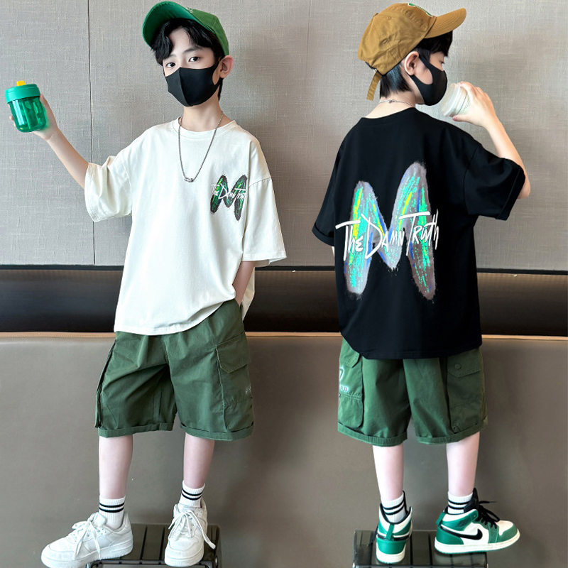 Nuevo conjunto de ropa para niños adolescentes, camiseta de manga corta con letras de verano, pantalones, traje de 2 uds para niños de 5 6, 8, 10 y 12 años, traje informal atractivo