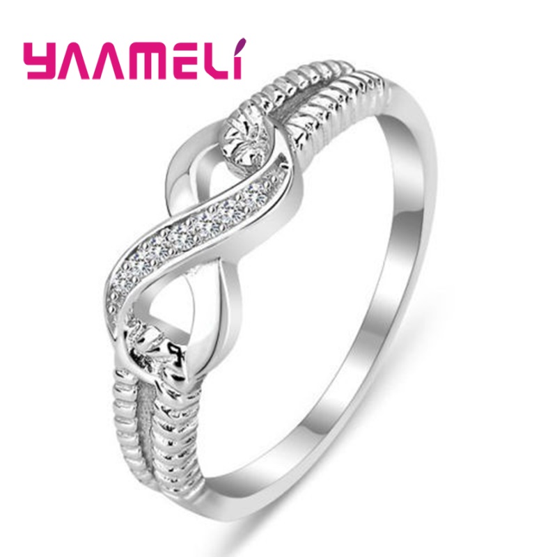 Bague en argent Sterling 925 avec les 8 lettres de Infinity Love pour femmes, bijou de mariage, en Zircon cubique, de qualité supérieure, S925