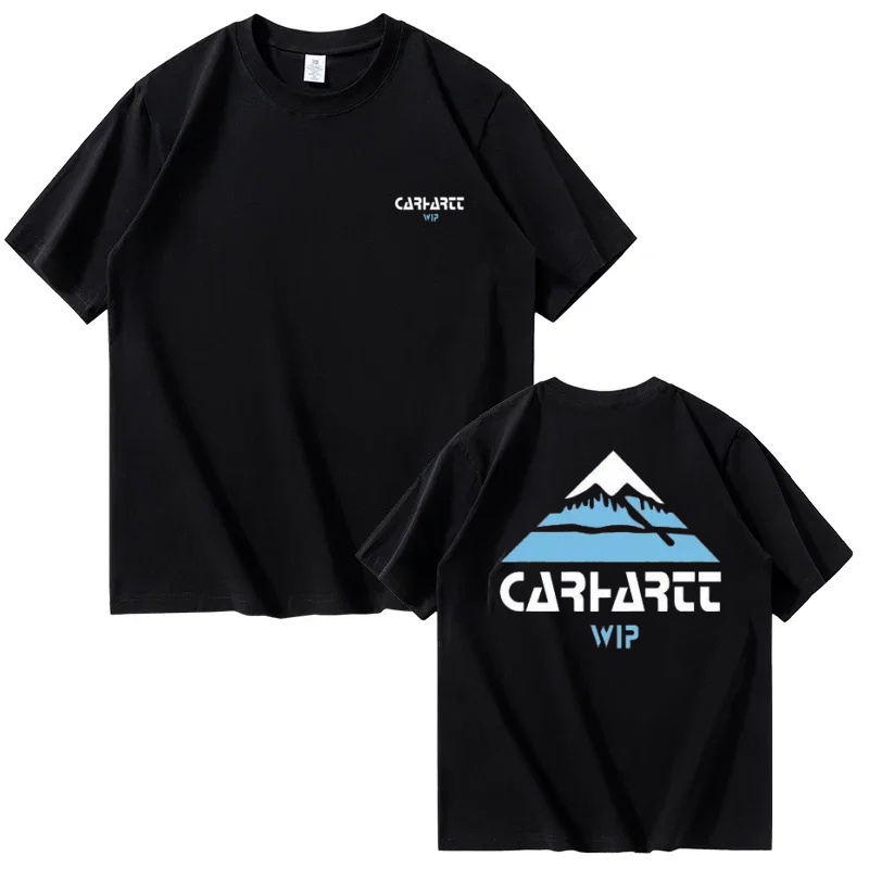 New Carhartt-Wip-Mountain Logo Print Unisex T Shirt 2026 Summer Oversized Cotton Workwear Streetwear Sport Tops Oversized TShirt