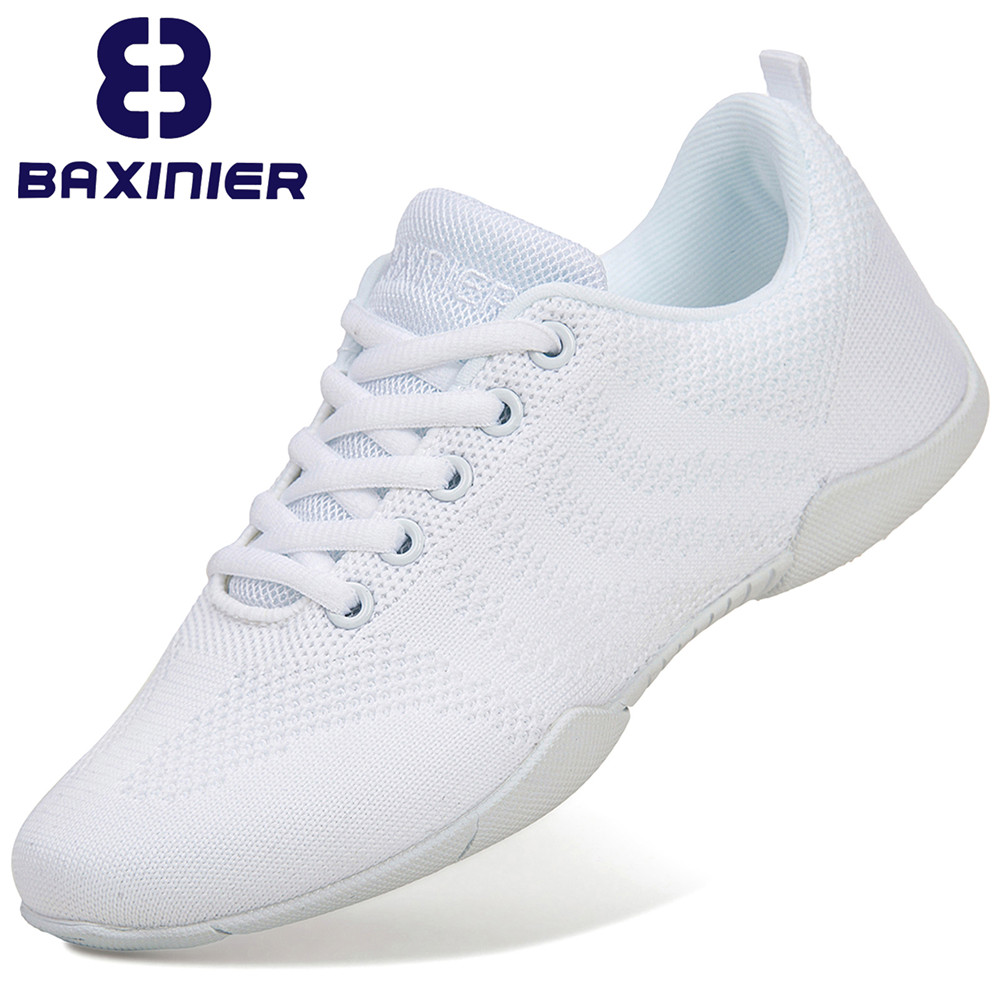 BAXINIER белые танцевальные кроссовки для девочек, детские легкие тренировочные кроссовки для черлидинга, ходьбы, тенниса, женская модная спортивная обувь