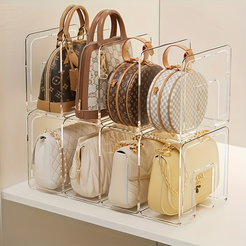 2-Pack Organizer Tas Akrilik Transparan - Rak Lemari Hemat-Ruang untuk Tas & Dompet