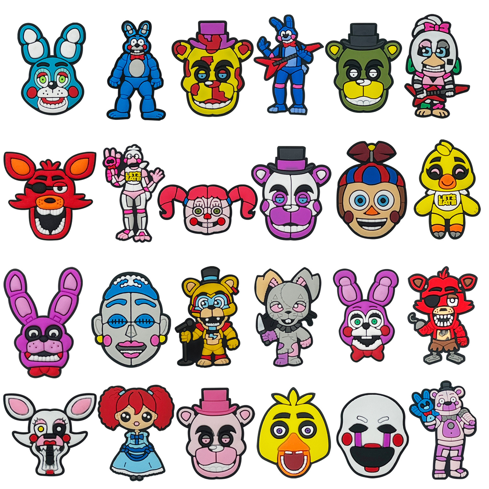24PCS Aksesoris Sepatu Kartun Karakter Anime Komik untuk Sandal Clog, Dekorasi Gesper, Cocok untuk Gelang, Hadiah Anak-Anak