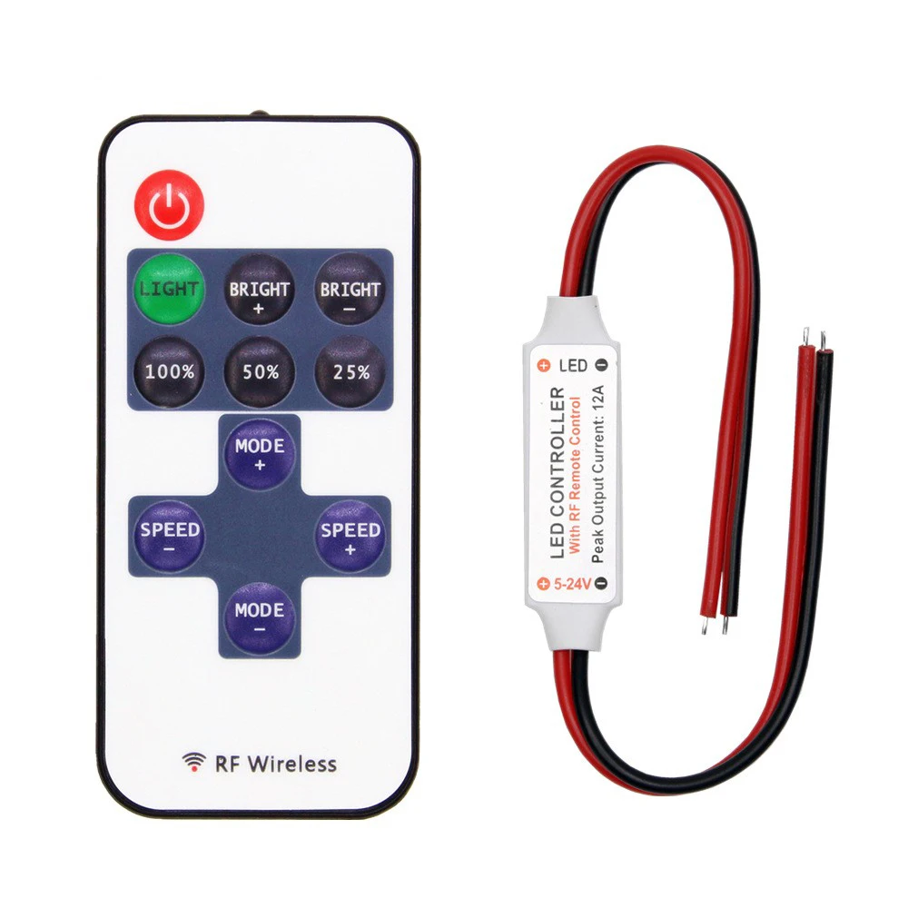 DC5-24V Mini 11Keys RF Wireless Led Remote Controller Led Dimmer Controller For Single Color Light Strip SMD5050/3528/5730/3014/