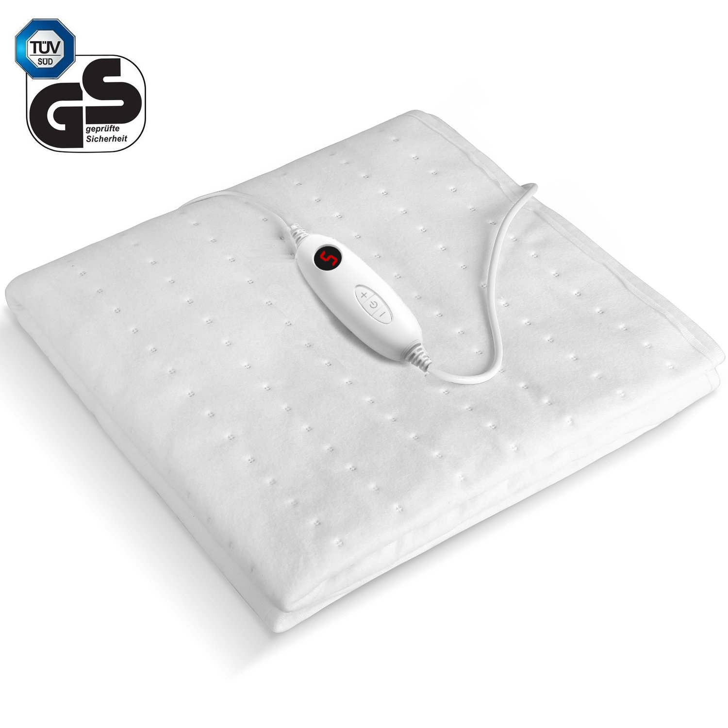 Podgrzewany górny materac z automatycznym zatrzymaniem 8 godzin 100 W 150 x 80 cm, 6 ustawień temperatury, zdejmowany kontroler, podgrzewany do prania w pralce