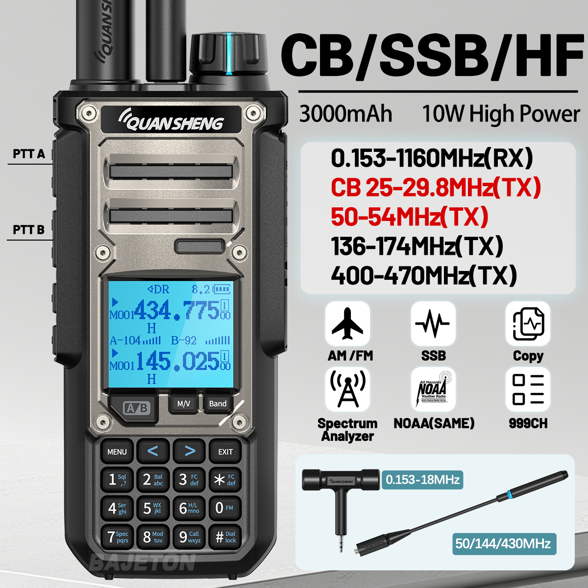 Quansheng TK11 8 Walkie Talkie Long Range 10W Two Way Radio CB 27MHz Shortwave LW MW SW NOAA SSB AM FM NOAA TK11 5 Ham Radio